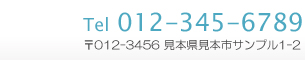 Tel:012-345-6789 〒012−3456 見本県見本市サンプル1−2
