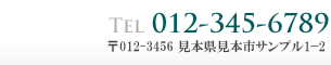Tel:012-345-6789 〒012−3456 見本県見本市サンプル1−2