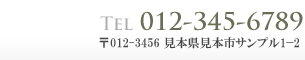 Tel:012-345-6789 〒012−3456 見本県見本市サンプル1−2