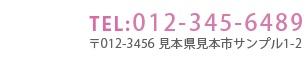 Tel:012-345-6789 〒012−3456 見本県見本市サンプル1−2